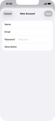 Press Password and key in the password for your email account. Press Password and key in the password for your email account.