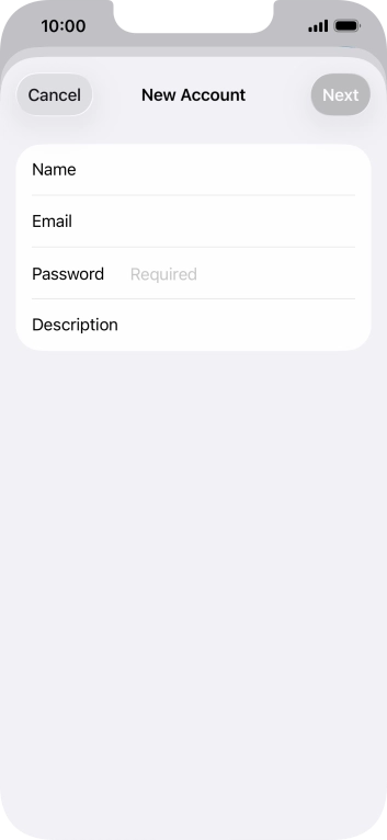 Press Password and key in the password for your email account. Press Password and key in the password for your email account.