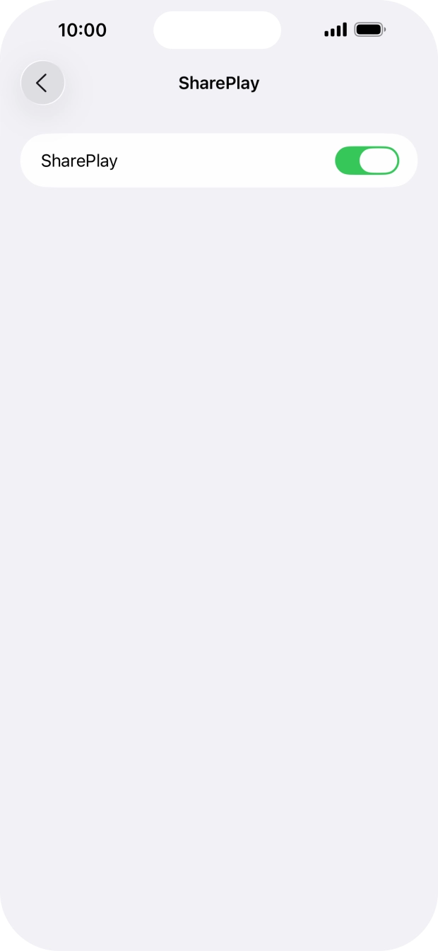 Press the indicator next to 'SharePlay' to turn the function on or off.