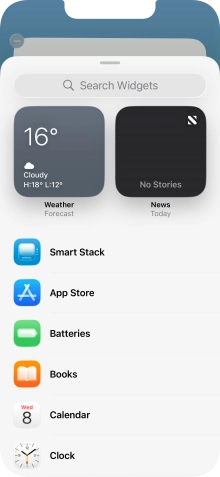 Press the required widget. Press the required widget.