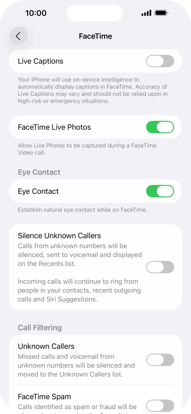 Press the indicator next to 'Live Captions' to turn the function on or off.