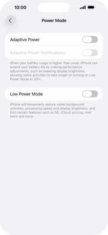 Press the indicator next to 'Adaptive Power' to turn on the function. Press the indicator next to 'Adaptive Power' to turn on the function.