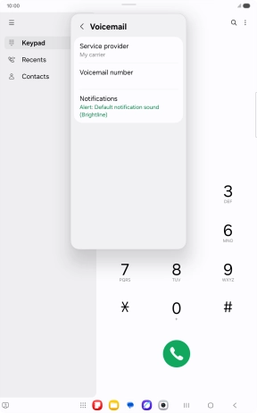 Press Voicemail number.