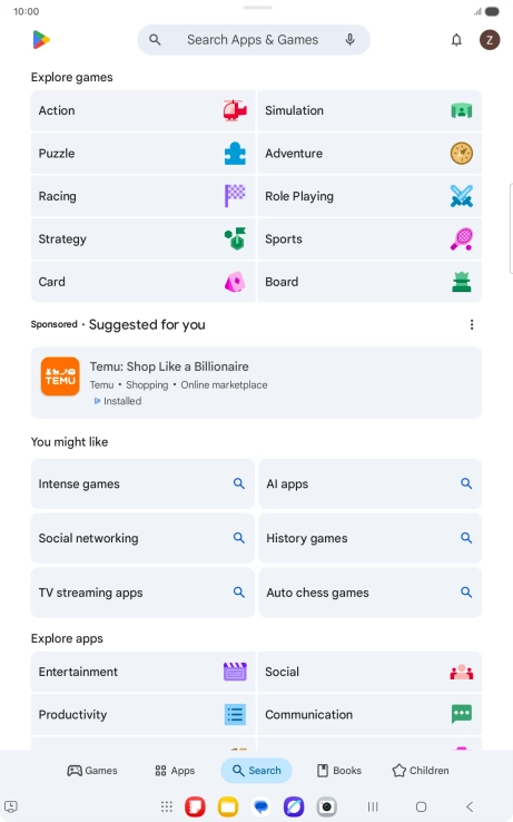 Press the search field. Press the search field.