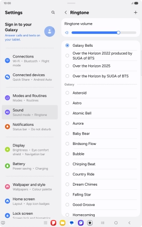 Press the different ring tones to hear them.