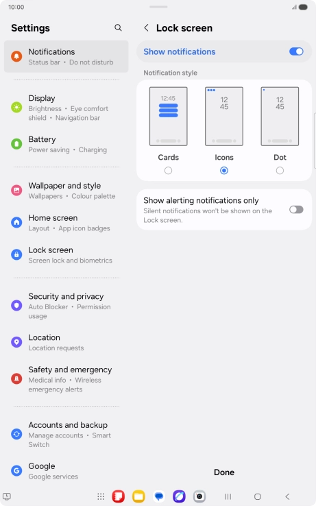Press the required settings.