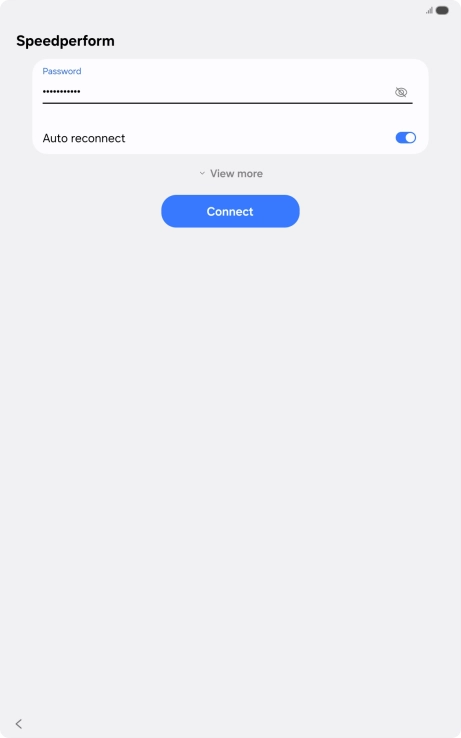 Key in the password for the Wi-Fi network and press Connect.