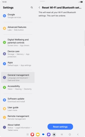 Press Reset settings. Press Reset settings.