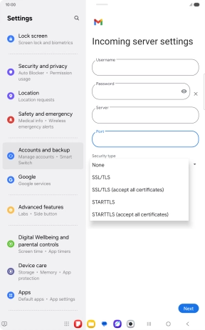 Press SSL/TLS. Press SSL/TLS.
