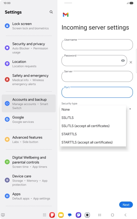 Press SSL/TLS. Press SSL/TLS.