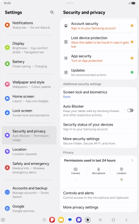 Press More security settings. Press More security settings.