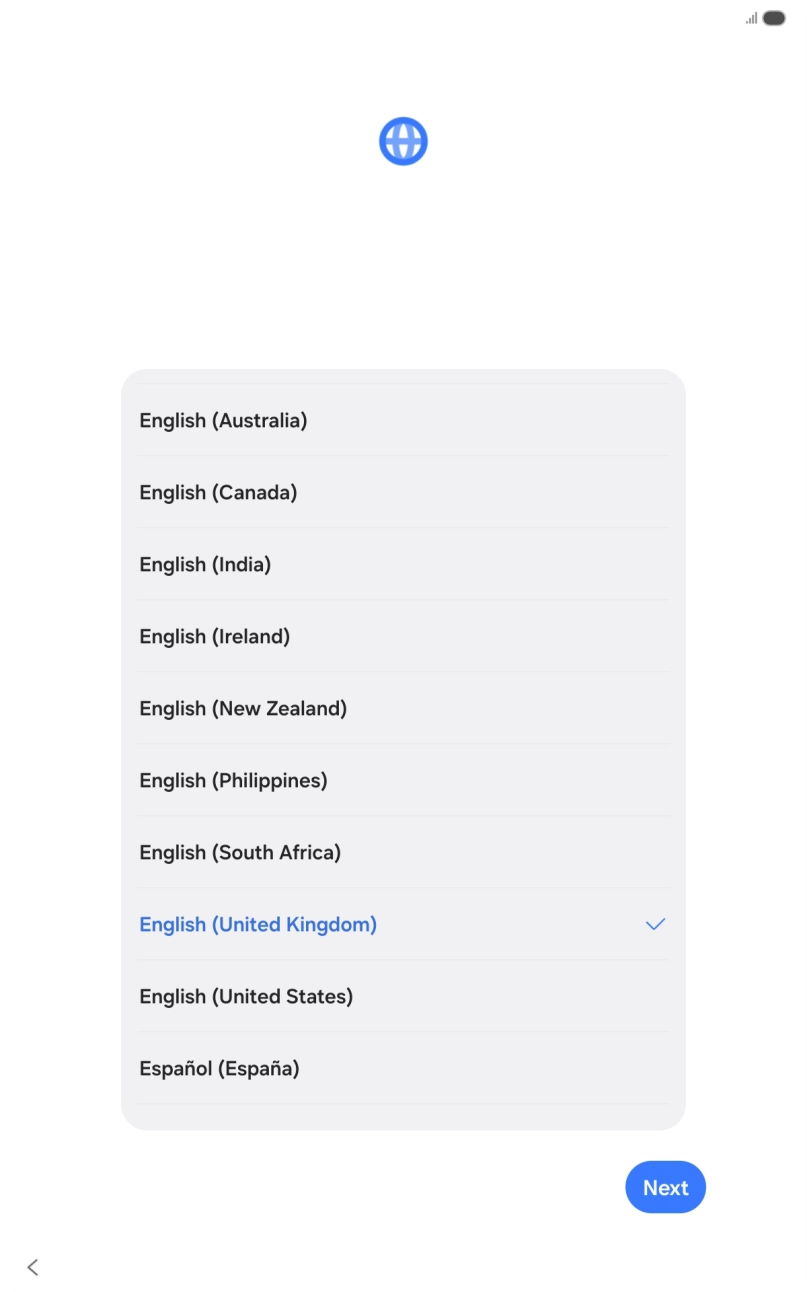 Press the required language.