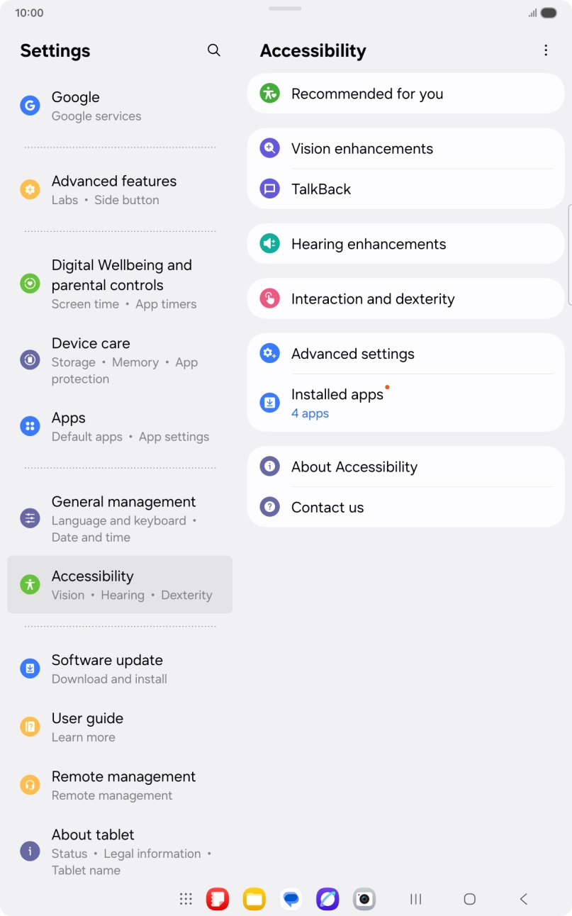 Press Vision enhancements and follow the instructions on the screen to select the required settings.