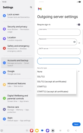Press SSL/TLS. Press SSL/TLS.
