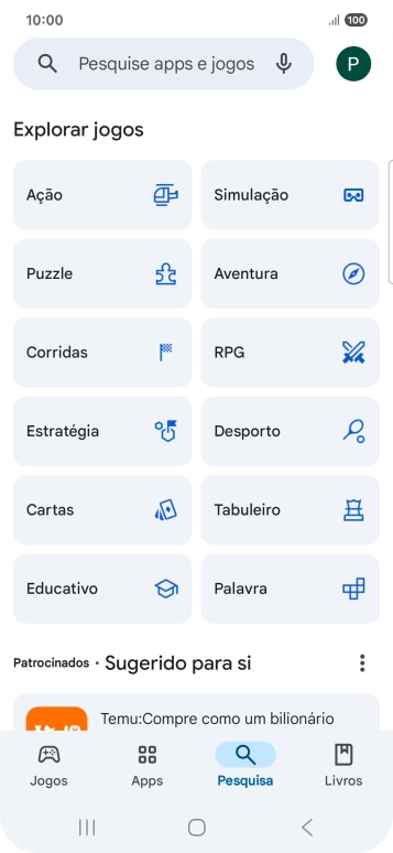 Prima a caixa de pesquisa.
