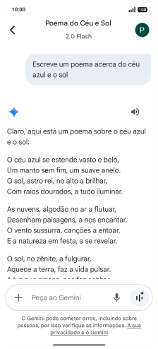 É possível solicitar à Gemini que gere um texto baseado na sua descrição.