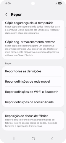 Prima Reposição de dados de fábrica.