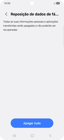 Prima Apagar tudo. Aguarde um momento enquanto o telefone restabelece as definições originais. Siga as indicações no ecrã para configurar o telefone de modo que este fique pronto a ser utilizado.
