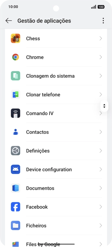 Prima a app pretendida.