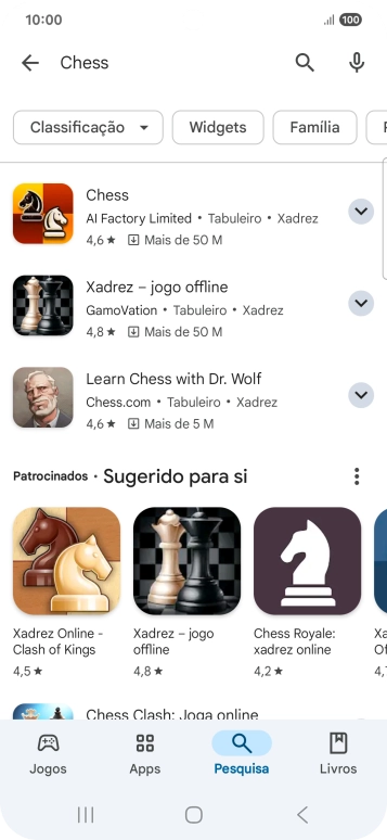 Prima a app pretendida.
