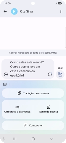 Para alterar o estilo de escrita do seu texto, prima em Estilo de escrita e siga as indicações no ecrã, para utilizar a função.