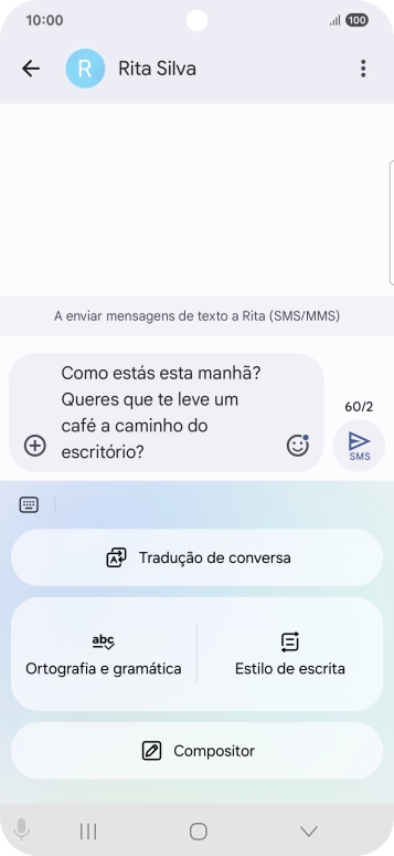 Para alterar o estilo de escrita do seu texto, prima em Estilo de escrita e siga as indicações no ecrã, para utilizar a função.