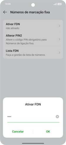 Introduza o código PIN2 e prima OK.