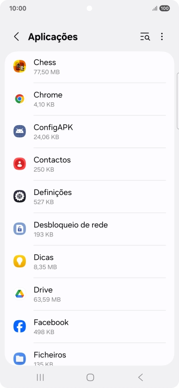 Prima a app pretendida.