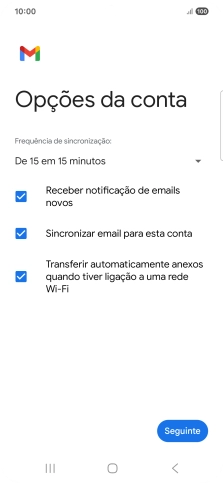 Se o ecrã mostrar esta imagem, a sua conta foi identificada e configurada automaticamente. Siga as indicações no ecrã para introduzir informações adicionais e concluir a configuração.