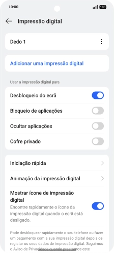 Prima os indicadores junto às definições pretendidas para as ativar ou desativar.