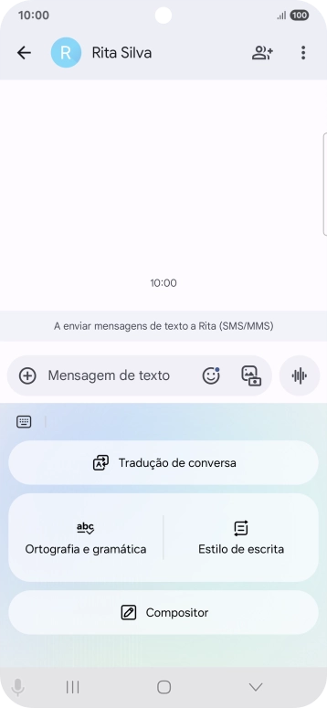 Para gerar um texto, prima em Compositor e siga as indicações no ecrã, para utilizar a função.
