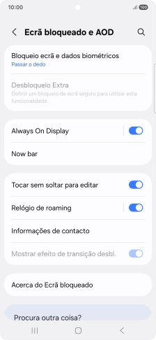 Prima Bloqueio ecrã e dados biométricos.