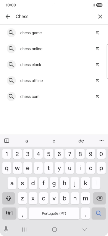 Introduza o nome ou categoria da app pretendida e prima o ícone para pesquisar.