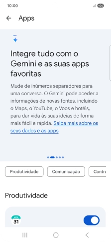 Prima o indicador junto à extensão pretendida para ativar a função.