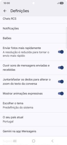 Prima Gemini na app Mensagens.