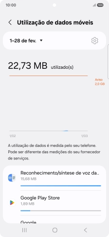 O consumo de dados de cada aplicação é mostrado sob o nome da aplicação.