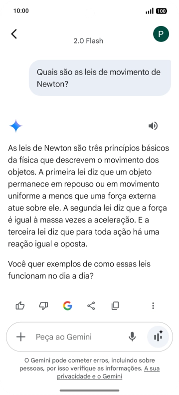 A transcrição da conversa com a Gemini Live é agora mostrada no ecrã.