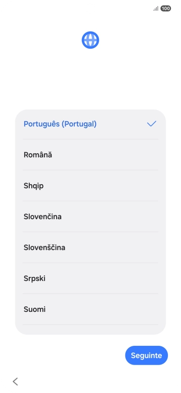 Prima o idioma pretendido.