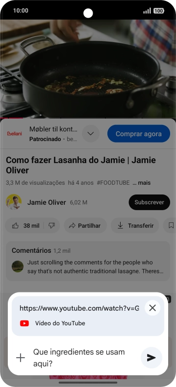 Siga as indicações no ecrã para escrever ou ditar a pergunta pretendida para o vídeo.