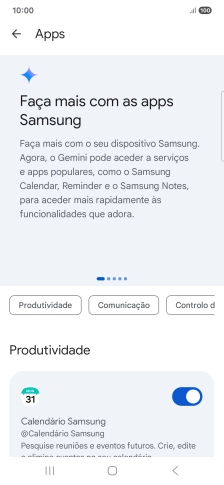 Prima o indicador junto à extensão pretendida para ativar a função.