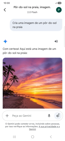 Também é possível solicitar à Gemini que gere uma imagem baseada na sua descrição.