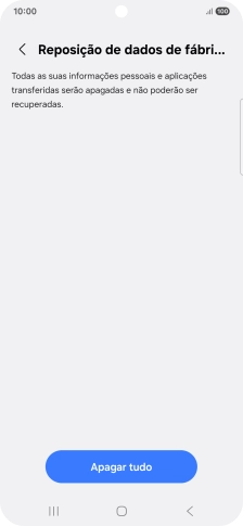 Prima Apagar tudo. Aguarde um momento enquanto o telefone restabelece as definições originais. Siga as indicações no ecrã para configurar o telefone de modo que este fique pronto a ser utilizado.