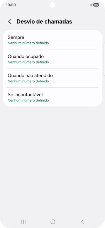 Prima o tipo de desvio pretendido.