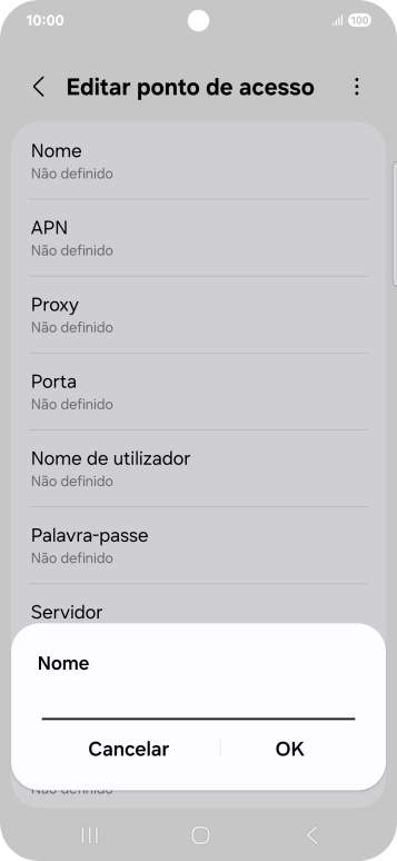 Introduza Vodafone Internet e prima OK.