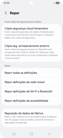 Prima Reposição de dados de fábrica.
