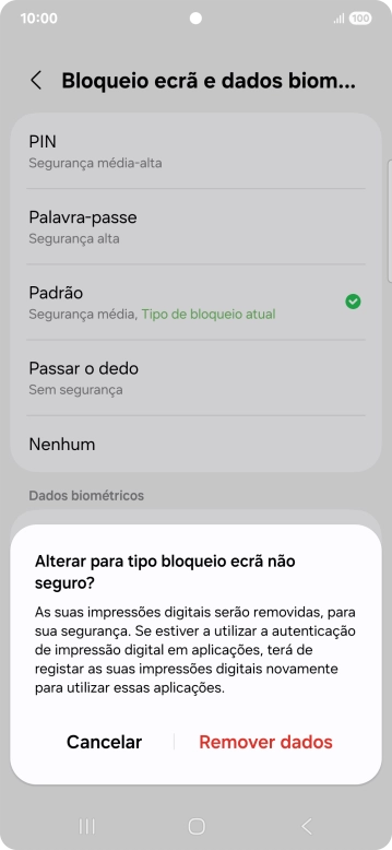 Prima Remover dados.