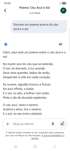 É possível solicitar à Gemini que gere um texto baseado na sua descrição.