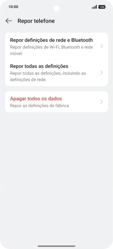 Prima Apagar todos os dados.