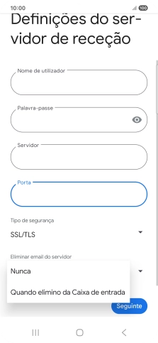 Prima Nunca para manter os e-mails no servidor quando estes são apagados no telefone.