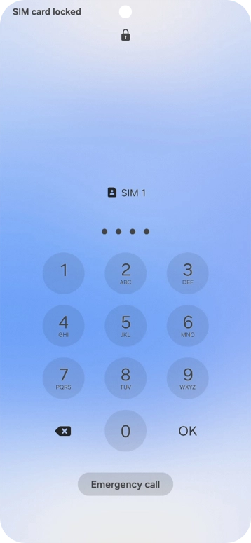 Se o cartão SIM estiver bloqueado, deve introduzir o código PIN e premir OK.